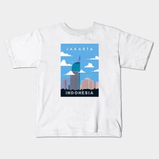 Jakarta, Indonesia. Retro travel poster Kids T-Shirt